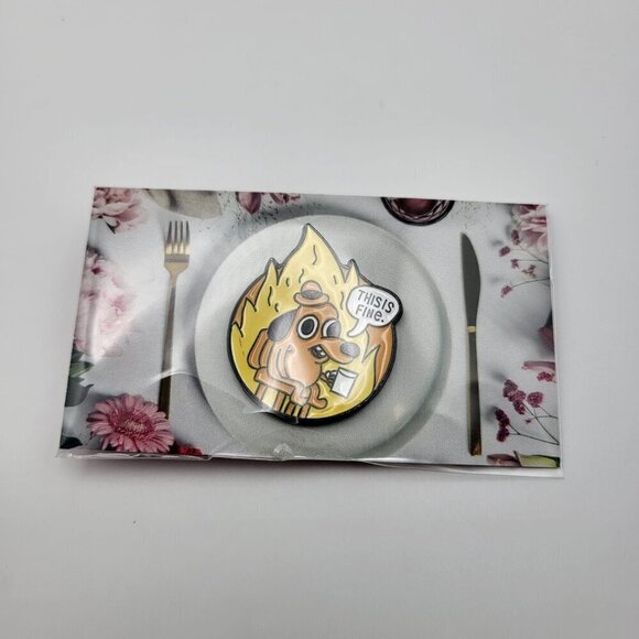 This Is Fine Dog - Question Hound Brooch/Pin - Picture 5 of 7